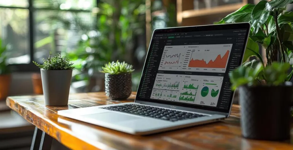 Digital Marketing Dashboard on Laptop with Analytics and Coffee Cup Digital Marketing Dashboard on Laptop with Analytics and Coffee Cup