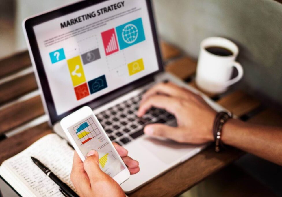 Marketing Strategy Connting Digital Devices Concept